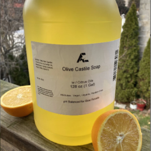 picture of citrus castile soap on an outdoor patio