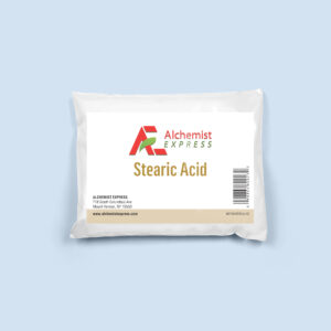 bag of stearic acid on blue background.
