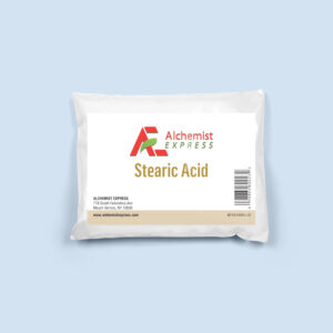 bag of stearic acid on blue background.